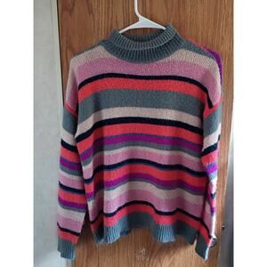 Chaps Ralph Lauren Striped Knit Sweater Cozycore Retro Prep Old Money Soft M